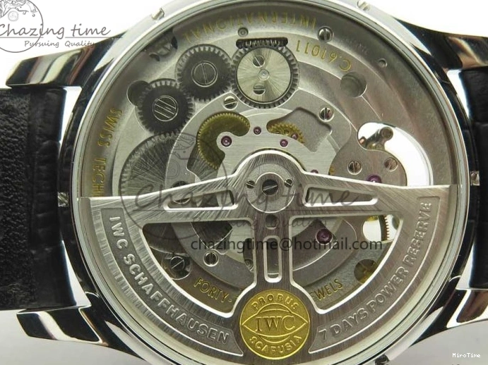 MIROTIME 0227 Sporty Portuguese Tourbillon IW504602 SS ZF Best Edition Blue Dial on Black Leather Strap 7175